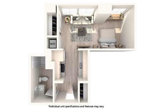 Floor plan for studio, 1 bath, 449 sqft
